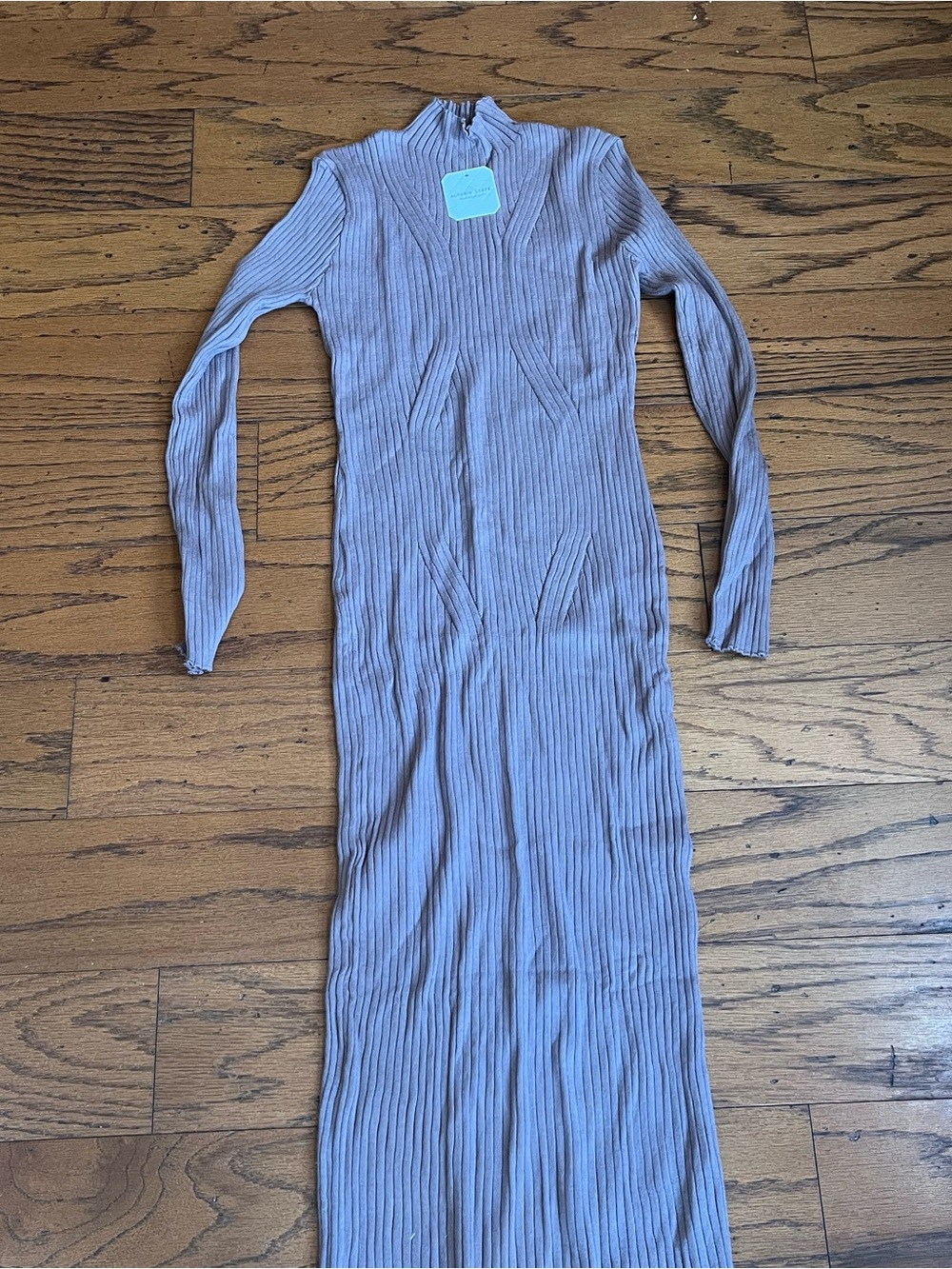 Altar’d State Women’s Large Ribbed Long Sleeve Maxi Dress - Mocha